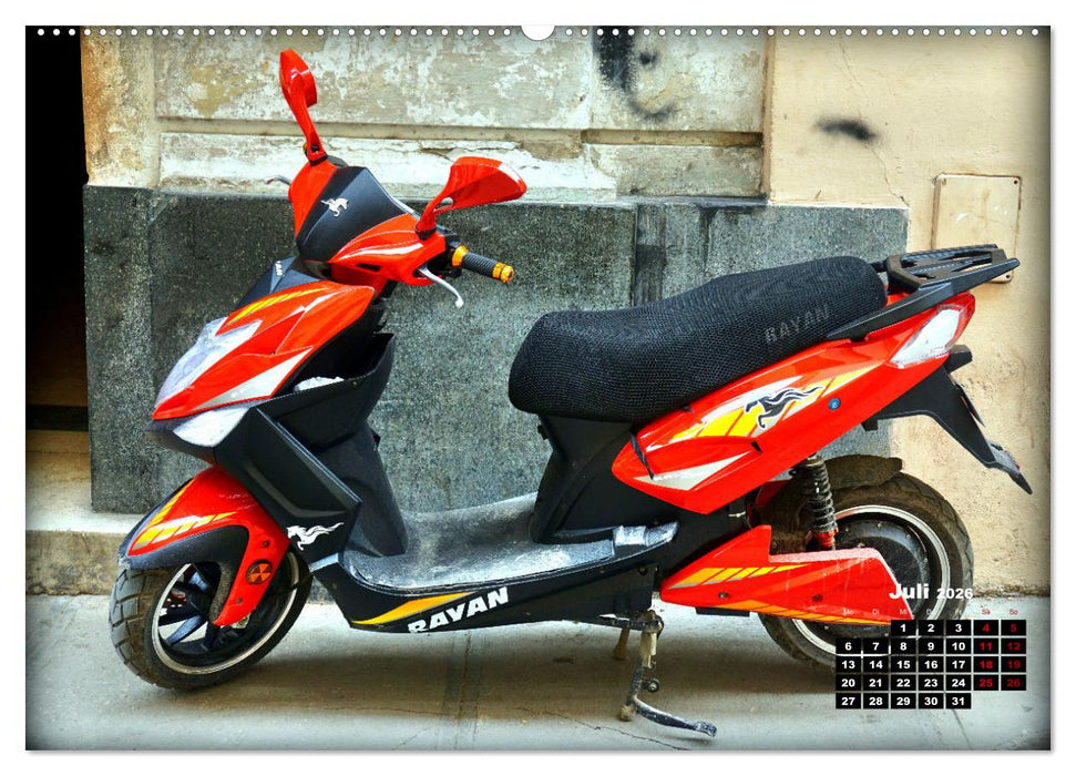 Motorroller - Oldtimer und Youngtimer in Kuba (CALVENDO Premium Wandkalender 2026)