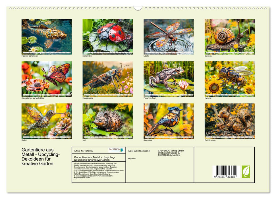 Gartentiere aus Metall - Upcycling-Dekoideen für kreative Gärten (CALVENDO Premium Wandkalender 2026)