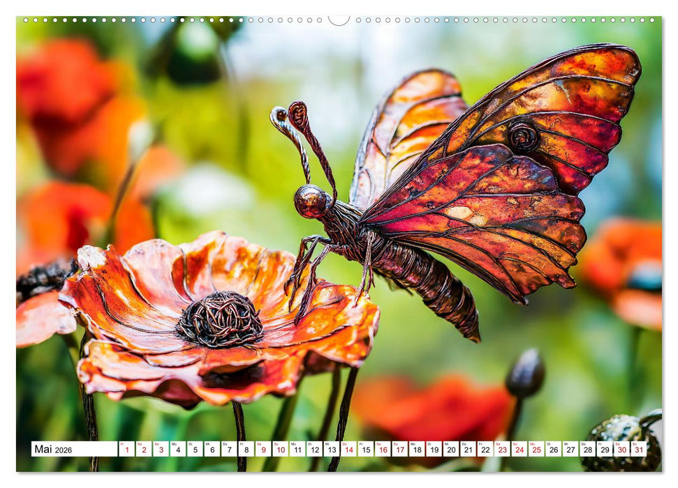 Gartentiere aus Metall - Upcycling-Dekoideen für kreative Gärten (CALVENDO Premium Wandkalender 2026)