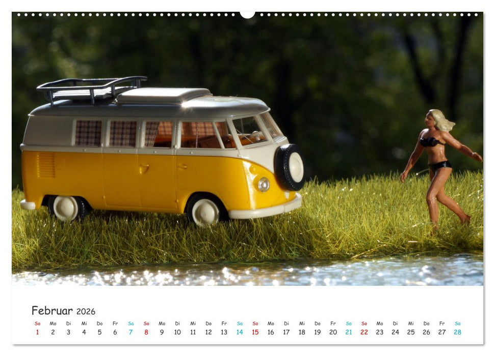 Autos auf der Modellbahn (CALVENDO Premium Wandkalender 2026)