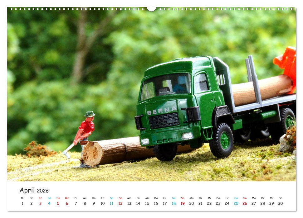 Autos auf der Modellbahn (CALVENDO Premium Wandkalender 2026)