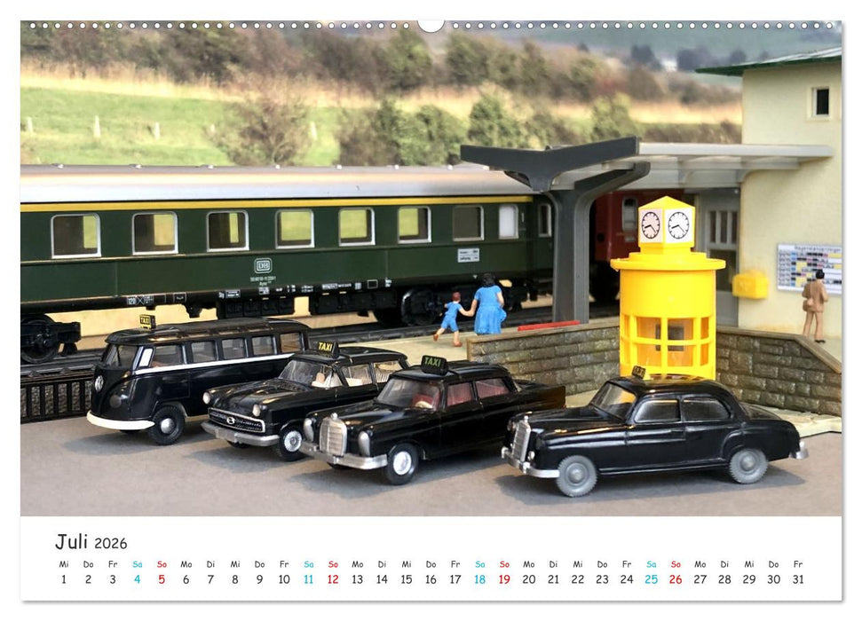 Autos auf der Modellbahn (CALVENDO Premium Wandkalender 2026)