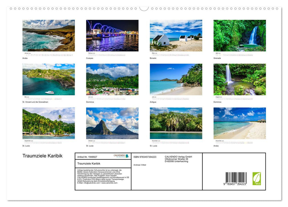 Traumziele Karibik (CALVENDO Premium Wandkalender 2026)
