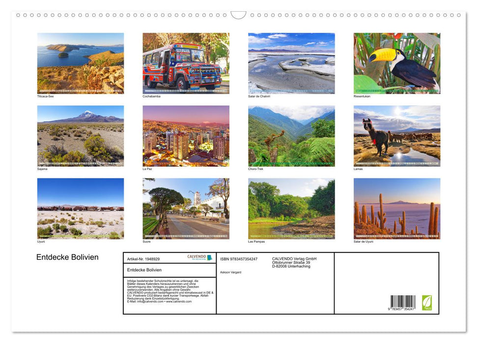 Entdecke Bolivien (CALVENDO Wandkalender 2026)
