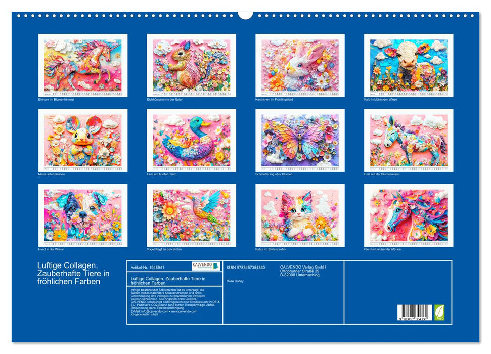 Luftige Collagen. Zauberhafte Tiere in fröhlichen Farben (CALVENDO Wandkalender 2026)