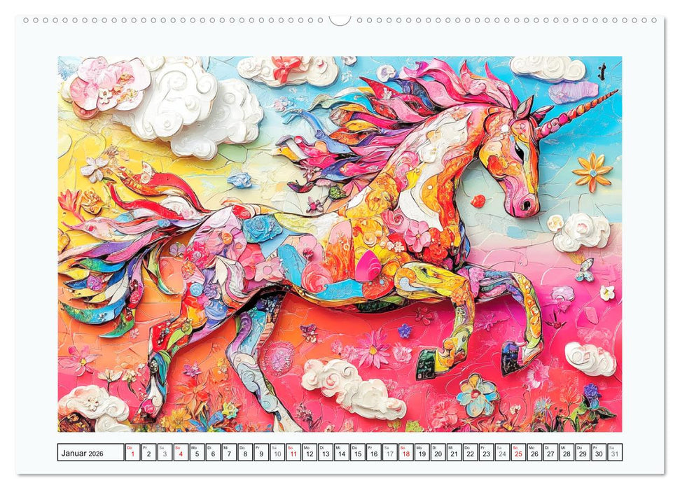 Luftige Collagen. Zauberhafte Tiere in fröhlichen Farben (CALVENDO Wandkalender 2026)