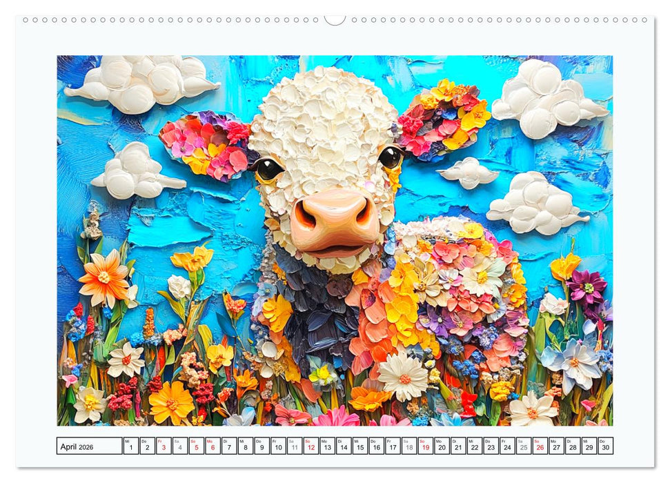 Luftige Collagen. Zauberhafte Tiere in fröhlichen Farben (CALVENDO Wandkalender 2026)