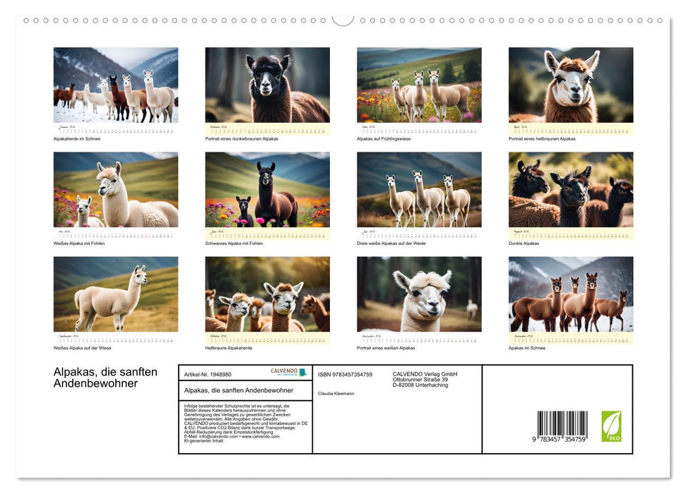 Alpakas, die sanften Andenbewohner (CALVENDO Premium Wandkalender 2026)