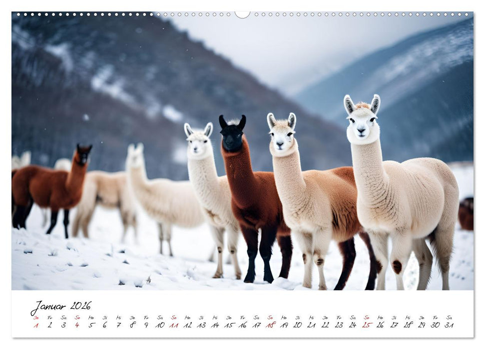 Alpakas, die sanften Andenbewohner (CALVENDO Premium Wandkalender 2026)