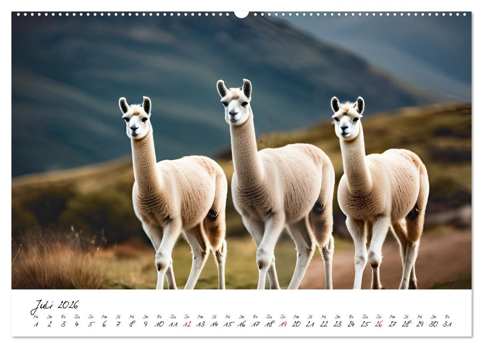 Alpakas, die sanften Andenbewohner (CALVENDO Premium Wandkalender 2026)