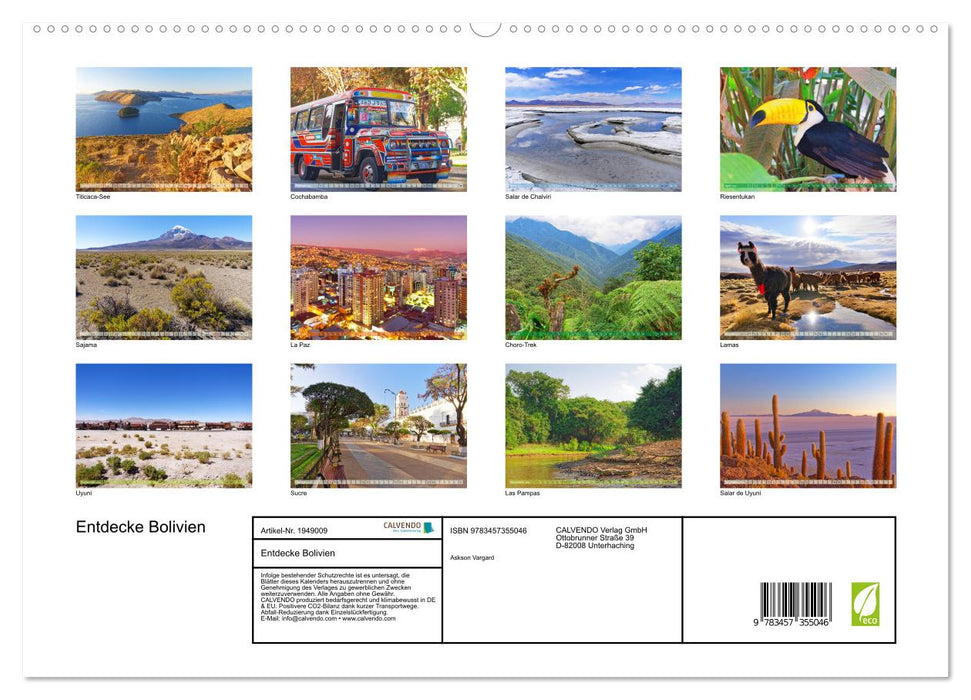 Entdecke Bolivien (CALVENDO Premium Wandkalender 2026)