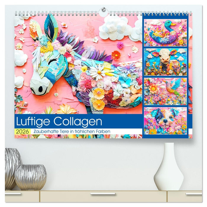 Luftige Collagen. Zauberhafte Tiere in fröhlichen Farben (CALVENDO Premium Wandkalender 2026)