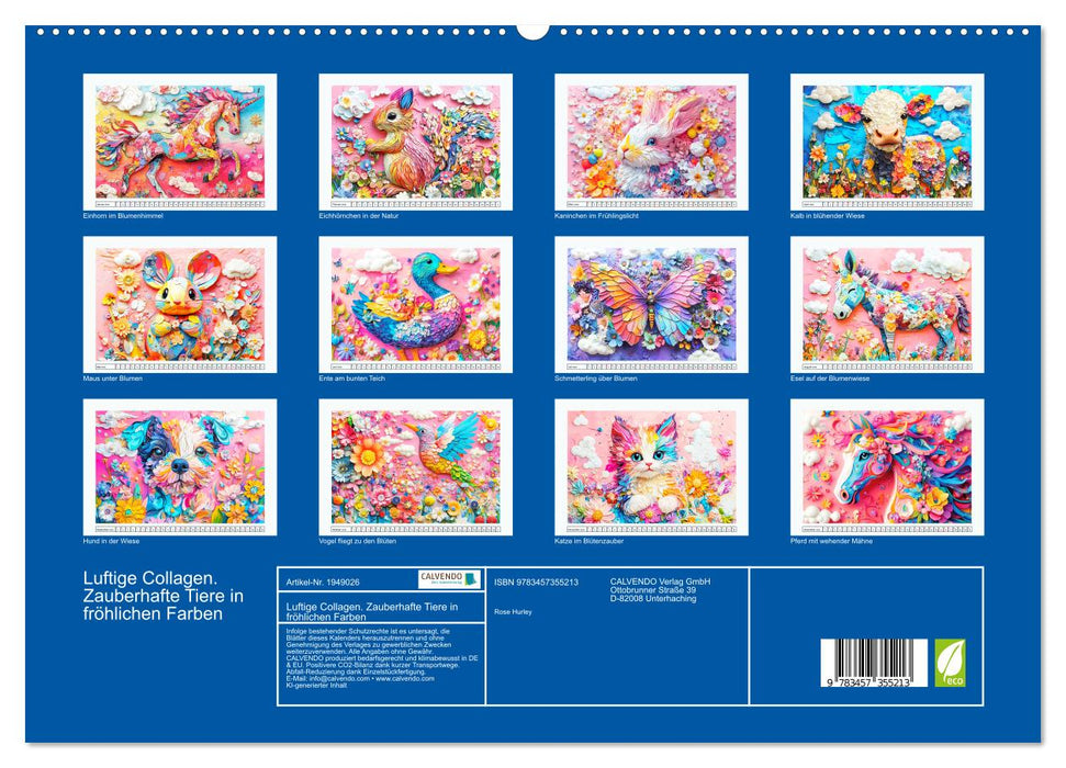 Luftige Collagen. Zauberhafte Tiere in fröhlichen Farben (CALVENDO Premium Wandkalender 2026)