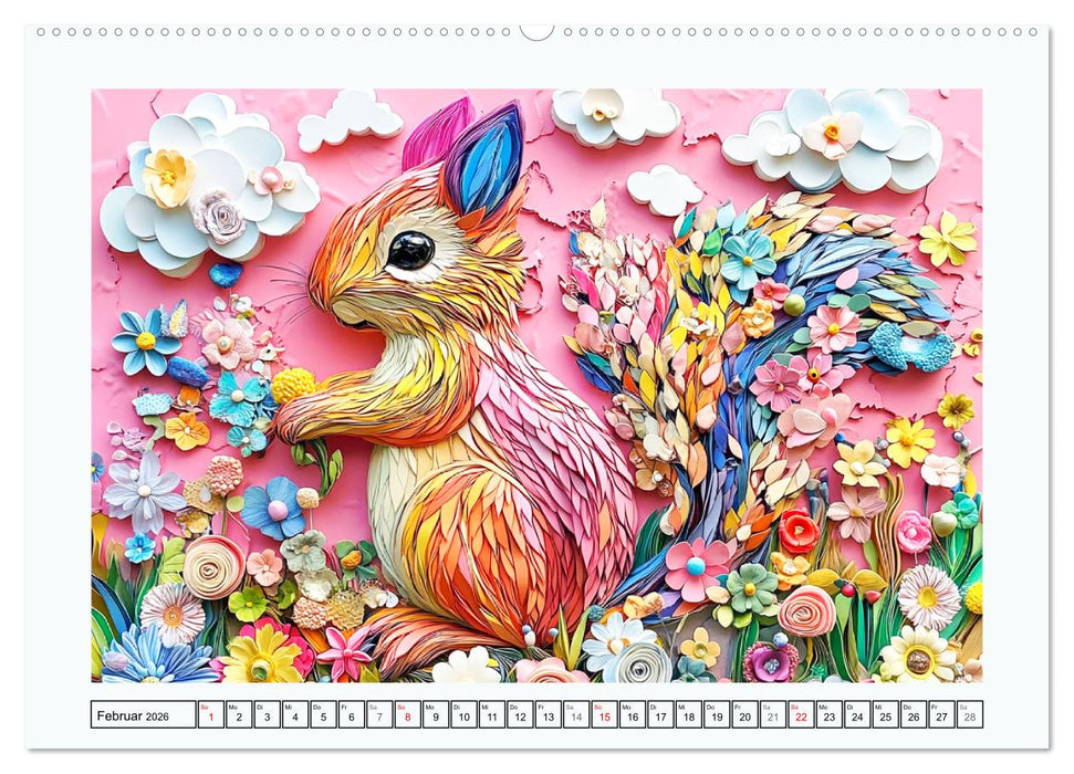 Luftige Collagen. Zauberhafte Tiere in fröhlichen Farben (CALVENDO Premium Wandkalender 2026)