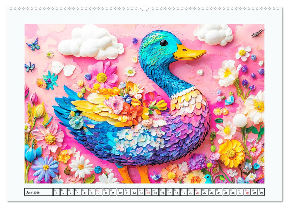 Luftige Collagen. Zauberhafte Tiere in fröhlichen Farben (CALVENDO Premium Wandkalender 2026)