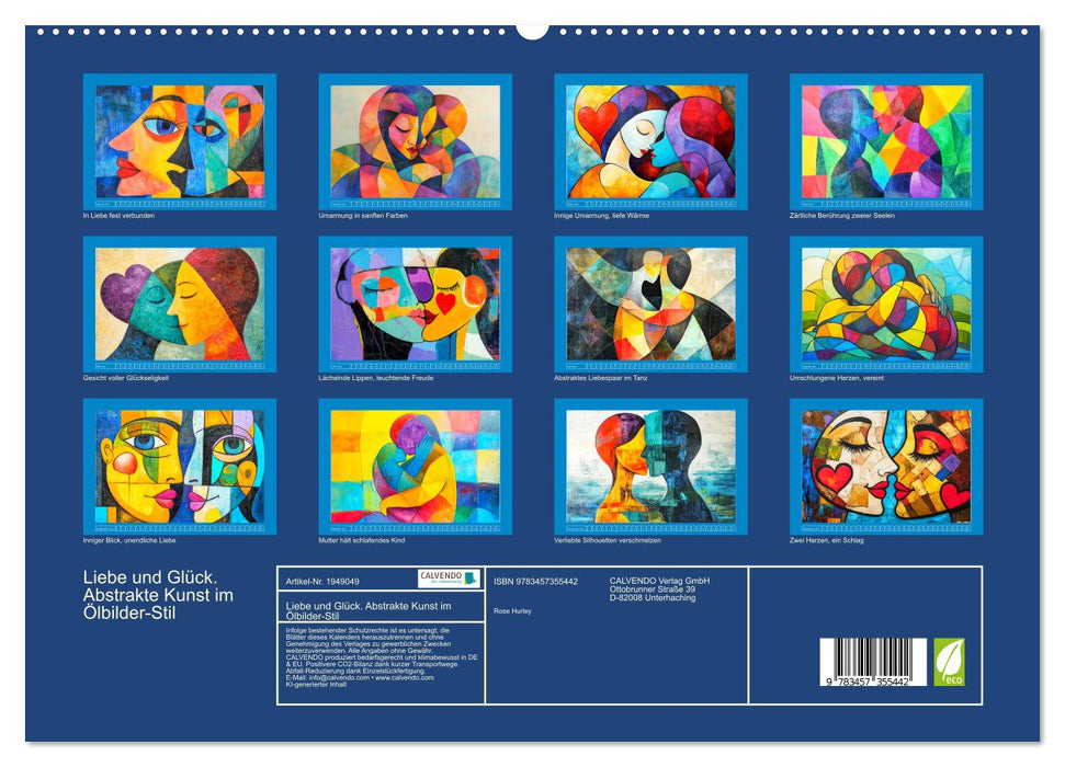 Liebe und Glück. Abstrakte Kunst im Ölbilder-Stil (CALVENDO Premium Wandkalender 2026)