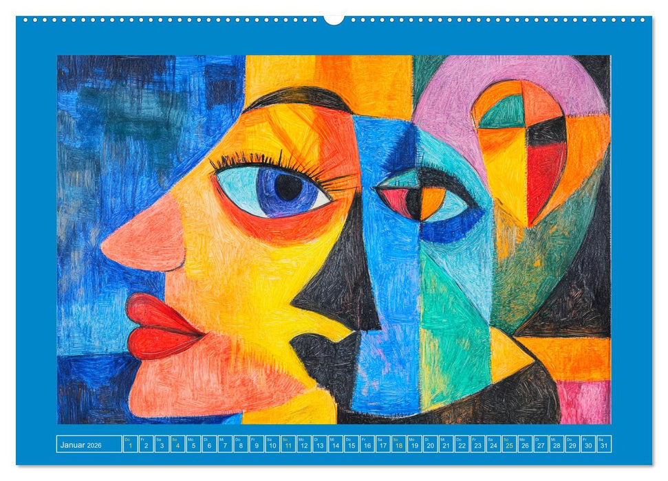 Liebe und Glück. Abstrakte Kunst im Ölbilder-Stil (CALVENDO Premium Wandkalender 2026)