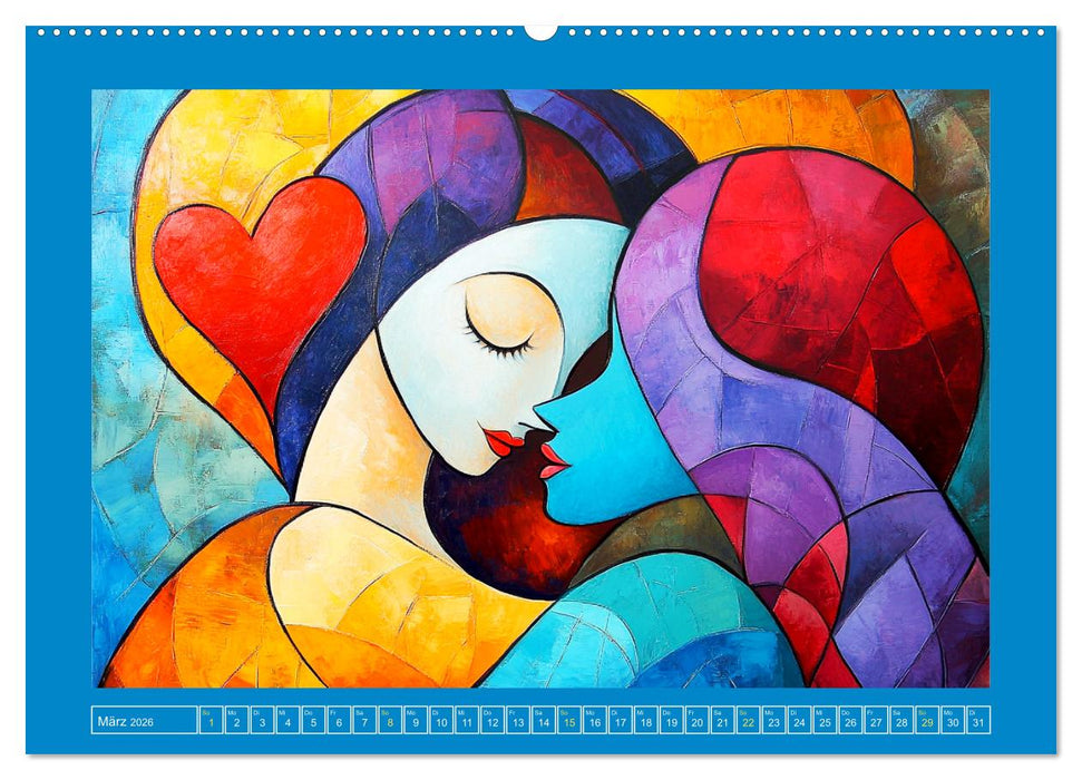 Liebe und Glück. Abstrakte Kunst im Ölbilder-Stil (CALVENDO Premium Wandkalender 2026)