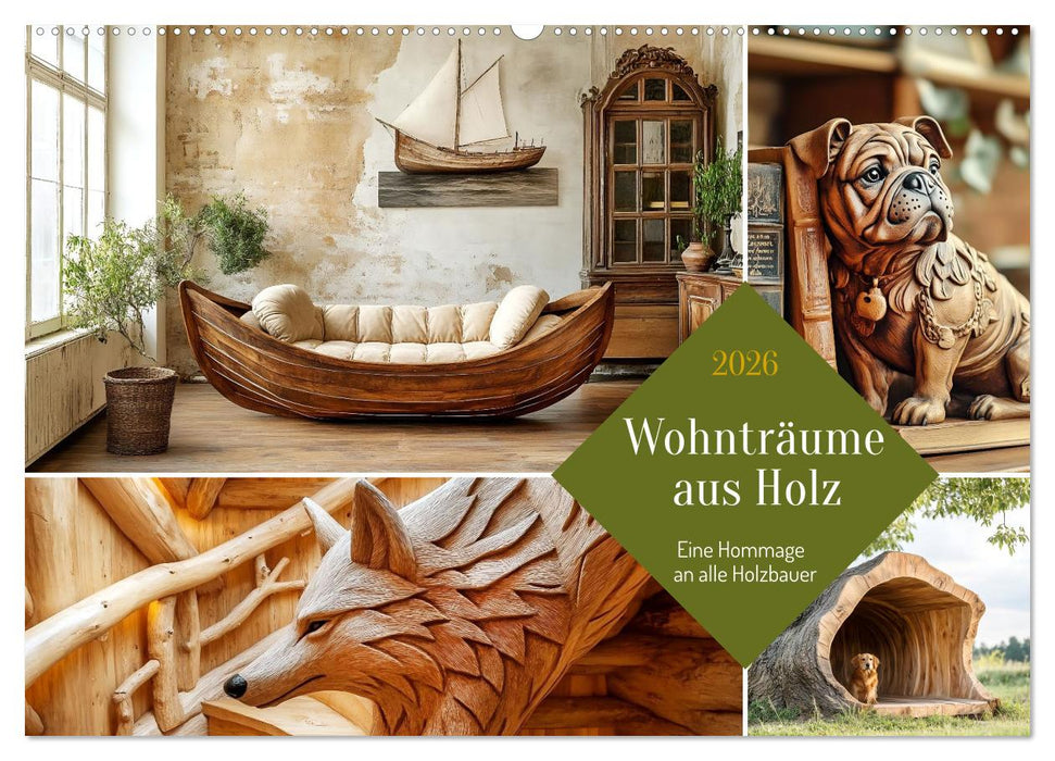 Wohnträume aus Holz (CALVENDO Wandkalender 2026)