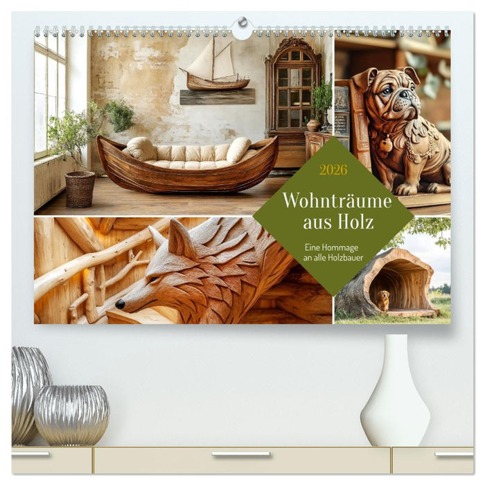 Wohnträume aus Holz (CALVENDO Premium Wandkalender 2026)