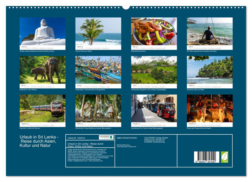 Urlaub in Sri Lanka - Reise durch Asien, Kultur und Natur (CALVENDO Premium Wandkalender 2026)
