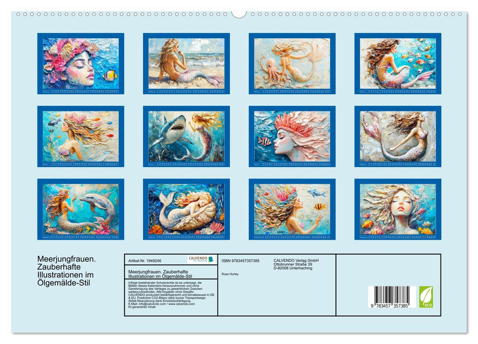 Meerjungfrauen. Zauberhafte Illustrationen im Ölgemälde-Stil (CALVENDO Premium Wandkalender 2026)