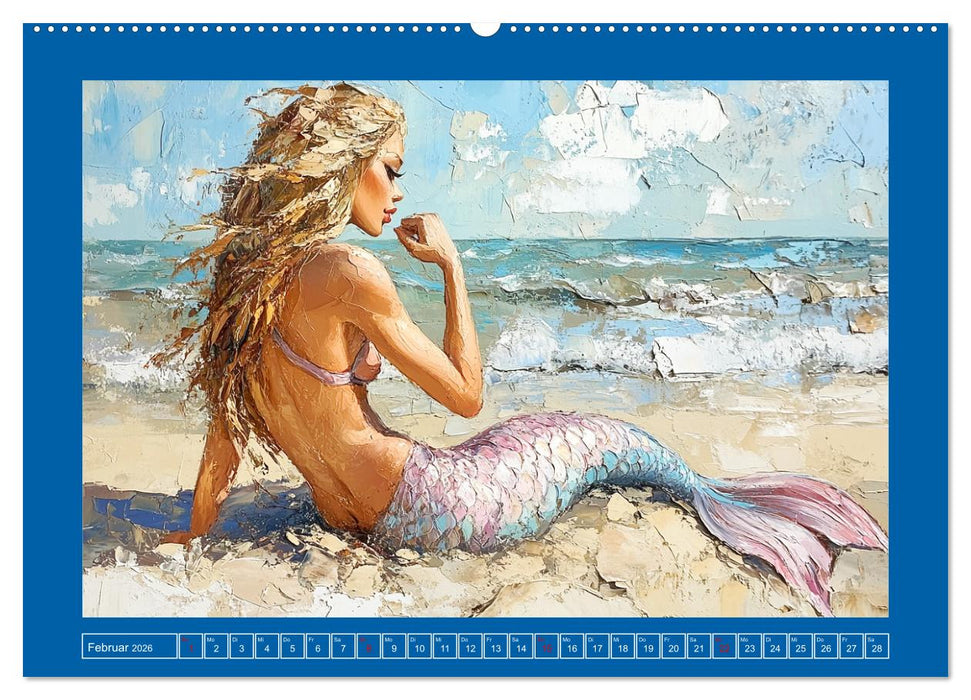 Meerjungfrauen. Zauberhafte Illustrationen im Ölgemälde-Stil (CALVENDO Premium Wandkalender 2026)