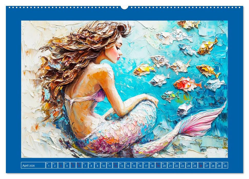 Meerjungfrauen. Zauberhafte Illustrationen im Ölgemälde-Stil (CALVENDO Premium Wandkalender 2026)