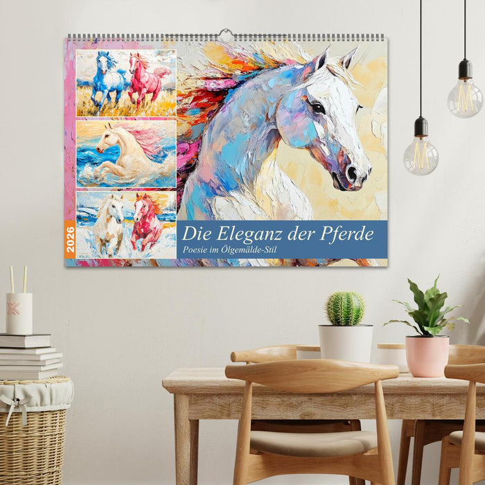 Die Eleganz der Pferde. Poesie im Ölgemälde-Stil (CALVENDO Wandkalender 2026)