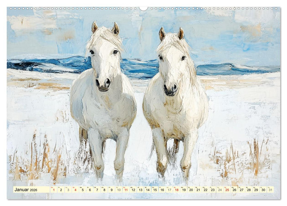 Die Eleganz der Pferde. Poesie im Ölgemälde-Stil (CALVENDO Wandkalender 2026)