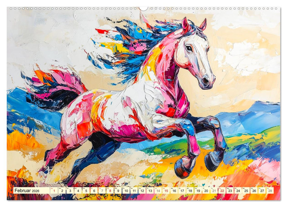 Die Eleganz der Pferde. Poesie im Ölgemälde-Stil (CALVENDO Wandkalender 2026)