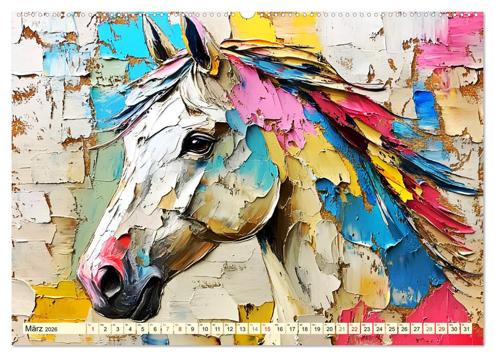Die Eleganz der Pferde. Poesie im Ölgemälde-Stil (CALVENDO Wandkalender 2026)