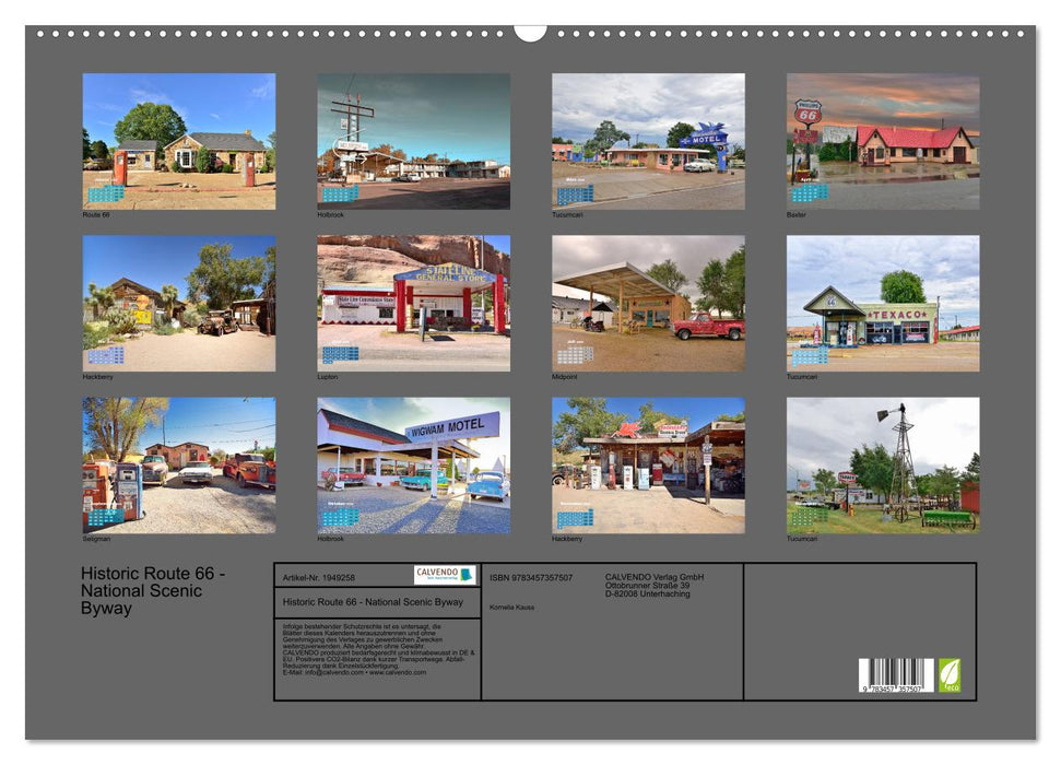 Historic Route 66 - National Scenic Byway (CALVENDO Wandkalender 2026)