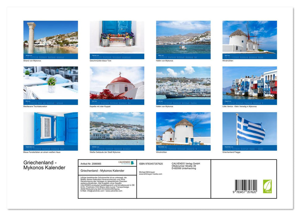 Griechenland - Mykonos Kalender (CALVENDO Wandkalender 2026)