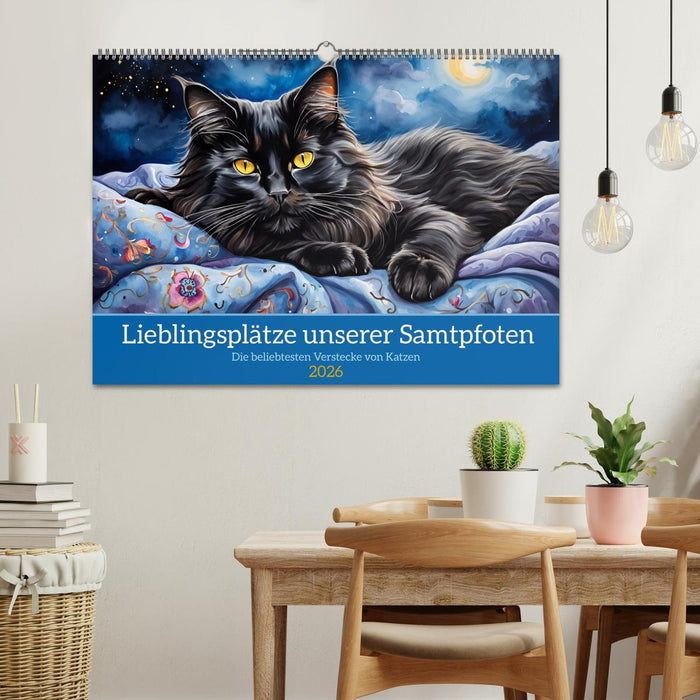 Lieblingsplätze unserer Samtpfoten (CALVENDO Wandkalender 2026)