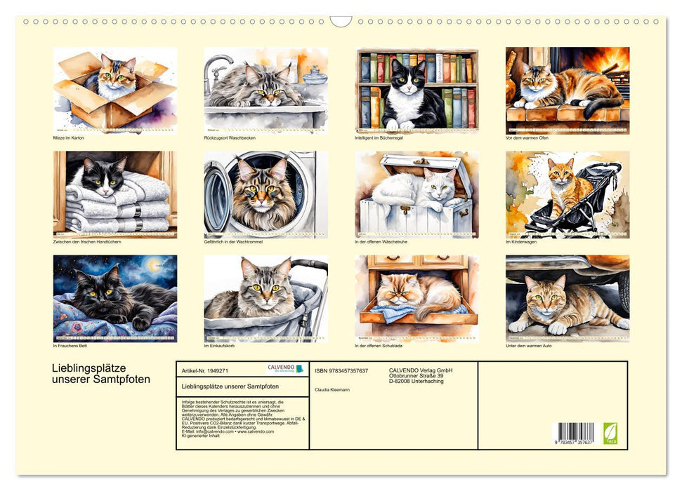 Lieblingsplätze unserer Samtpfoten (CALVENDO Wandkalender 2026)