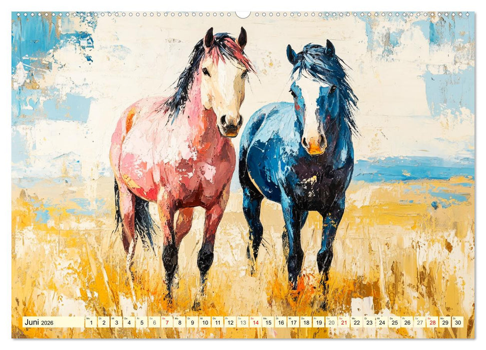 Die Eleganz der Pferde. Poesie im Ölgemälde-Stil (CALVENDO Premium Wandkalender 2026)