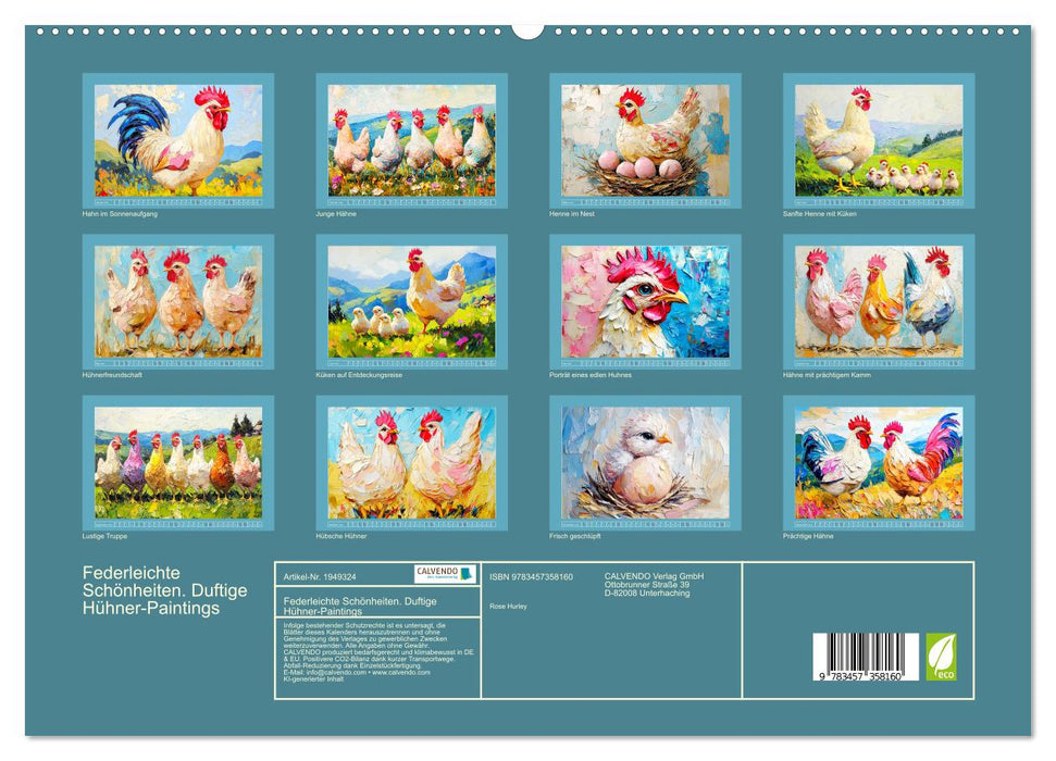 Federleichte Schönheiten. Duftige Hühner-Paintings (CALVENDO Premium Wandkalender 2026)