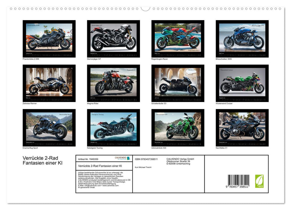 Verrückte 2-Rad Fantasien einer KI (CALVENDO Premium Wandkalender 2026)