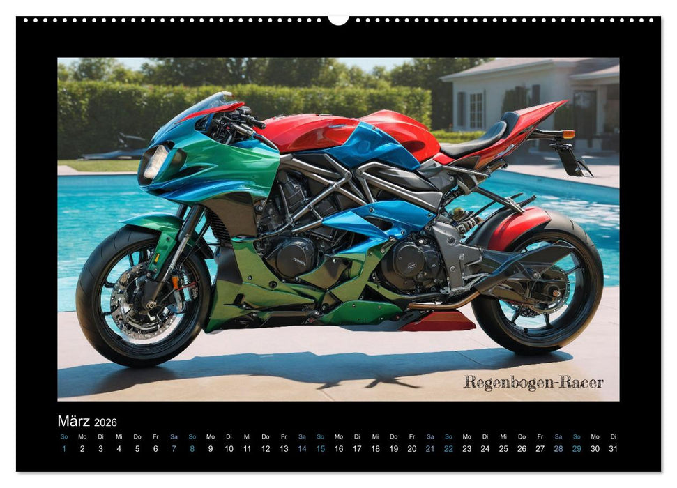 Verrückte 2-Rad Fantasien einer KI (CALVENDO Premium Wandkalender 2026)