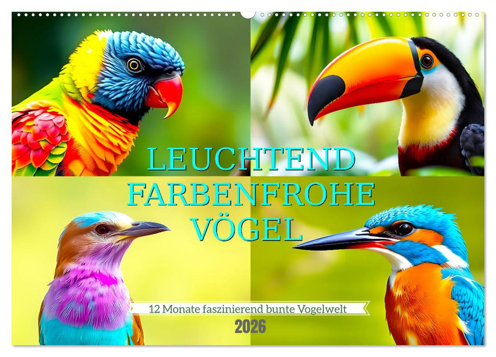 Leuchtend farbenfrohe Vögel (CALVENDO Wandkalender 2026)