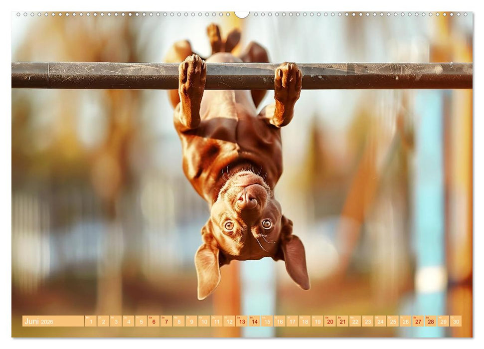 Lustige Sportarten für Hunde (CALVENDO Premium Wandkalender 2026)