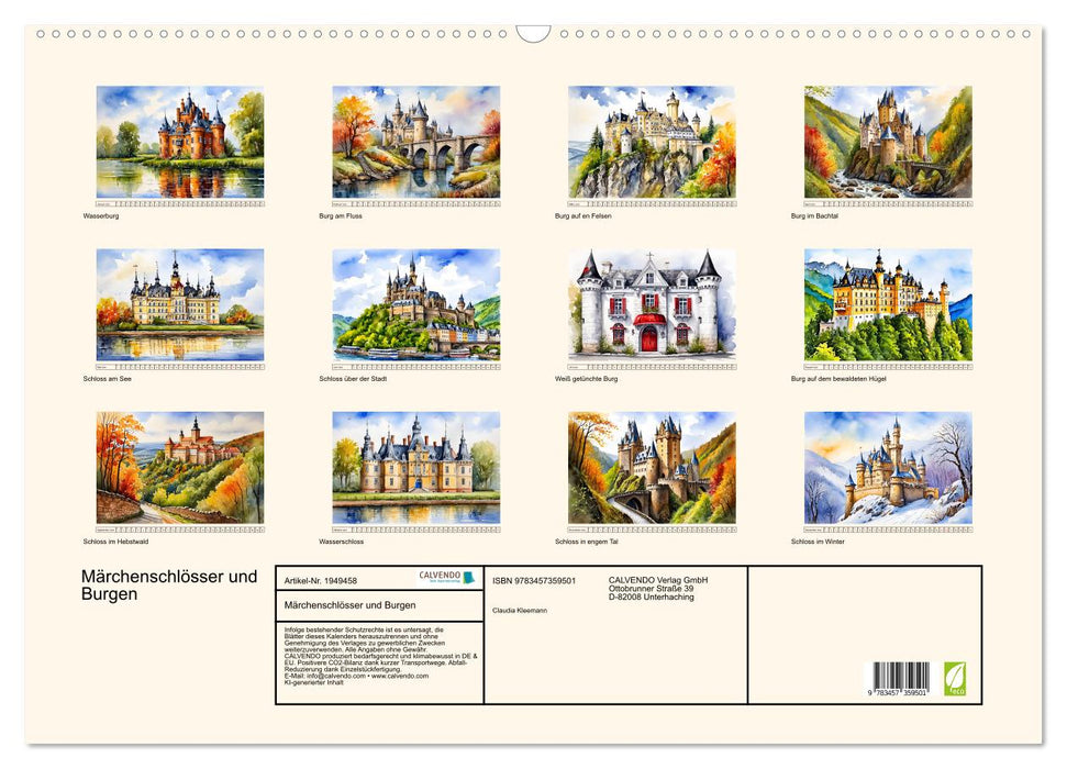 Märchenschlösser und Burgen (CALVENDO Wandkalender 2026)