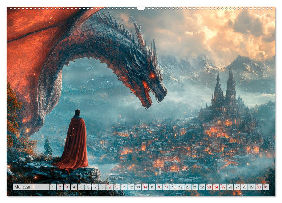 MÄCHTIGE DRACHEN Mystische Wesen (CALVENDO Premium Wandkalender 2026)