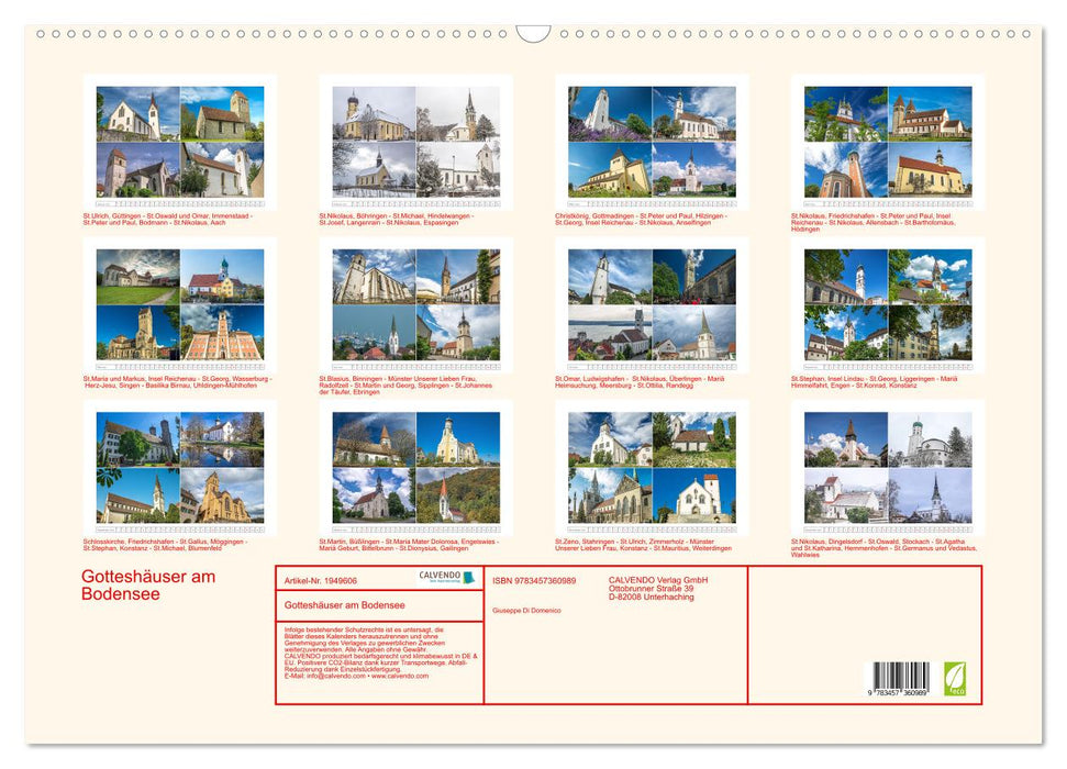 Gotteshäuser am Bodensee (CALVENDO Wandkalender 2026)