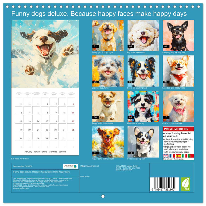Funny dogs deluxe. Because happy faces make happy days (CALVENDO Monthly Calendar 2026)