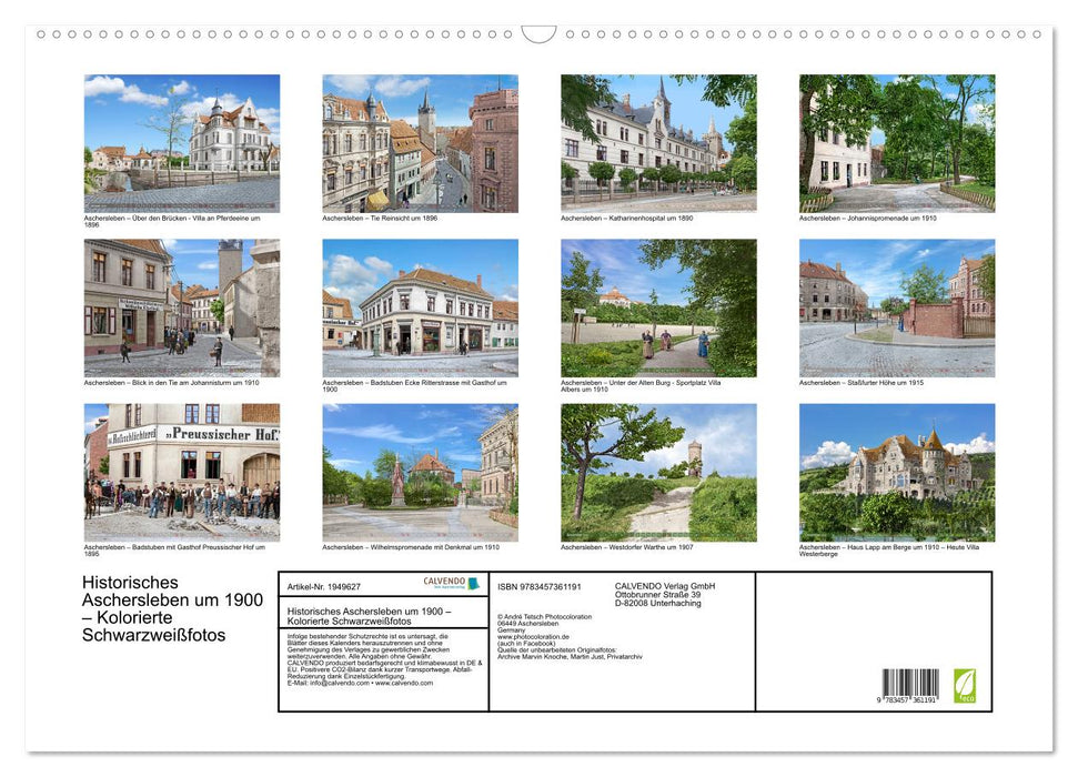 Historisches Aschersleben um 1900 – Kolorierte Schwarzweißfotos (CALVENDO Wandkalender 2026)