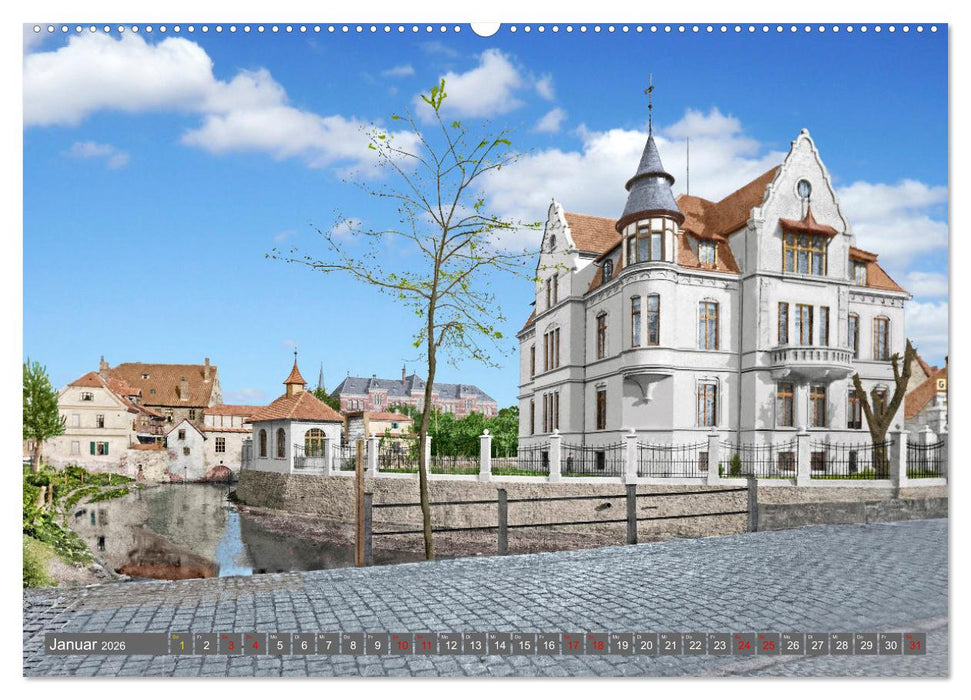 Historisches Aschersleben um 1900 – Kolorierte Schwarzweißfotos (CALVENDO Wandkalender 2026)