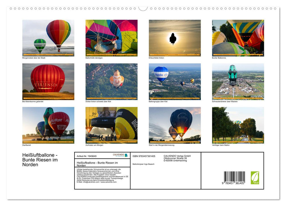 Heißluftballone - Bunte Riesen im Norden (CALVENDO Premium Wandkalender 2026)
