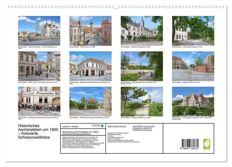 Historisches Aschersleben um 1900 – Kolorierte Schwarzweißfotos (CALVENDO Premium Wandkalender 2026)